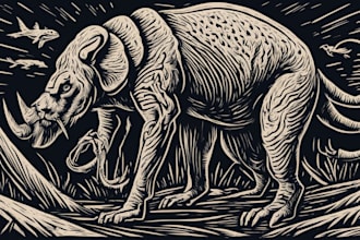 create an artistic linocut illustration in my own style