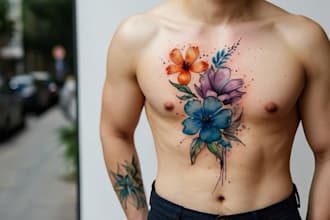 create a beautiful watercolor flowers tattoo design for you