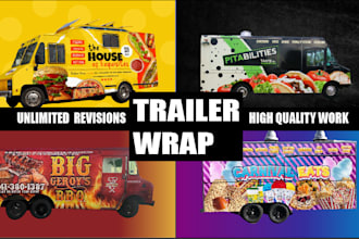 make food truck,trailer wrap,gaming trailer, bus,bike, vehicle, car, truck wrap
