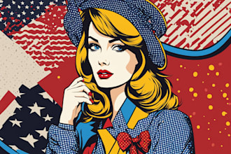 draw a retro pop art portrait in roy lichtenstein style