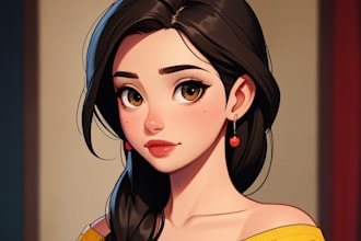 draw a portrait in semi realism disney cartoon style
