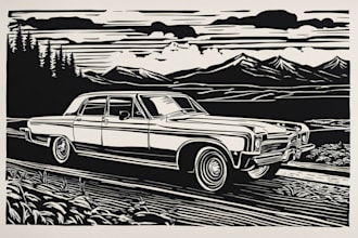 create awesome linocut illustration or linocut imitation
