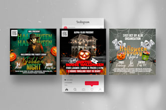 design a horror beautiful halloween party flyer