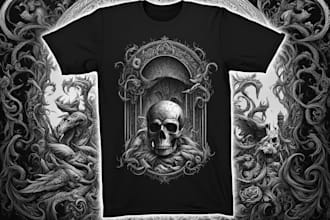 draw dark art illustration for metal t shirt merchadise