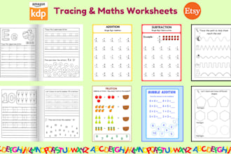 design kids activity book, handwriting workbook, coloring book kdp etsy