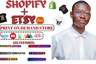 design etsy digital products, se up etsy shopify print on demand etsy printify