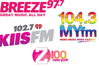 play your music of all styles on myfm, kiis fm los angeles, the breeze radio