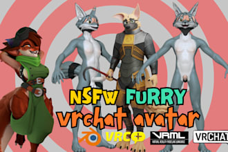 create vrc character, vrchat avatar, 3d model, vtuber, nsfw, emotes, furry