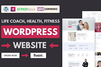 create wordpress website for consultation, life coach, health, fitness, calendly
