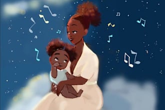 make african american children story book illustration and cover