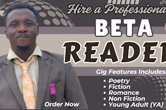 critique, alpha or beta read your novel, short story, poetry, romance, self help