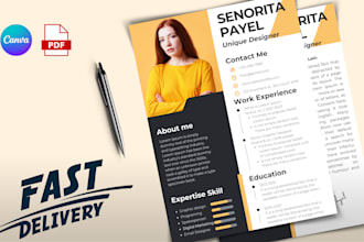 design a creative CV, resume, or cover letter in canva
