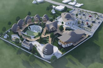 3d site plan, landscape design and render for architecture projects