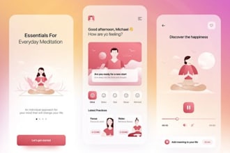 develop flutter and react native meditation app, affirmation app, fitness app