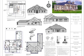 draft architectural floor plan elevation section roof site plan autocad drafting