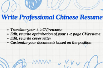 deliver professional CV and cover letter writing in chinese