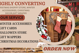 create christmas shopify store, winter accessories, christmas decor, gift wraper