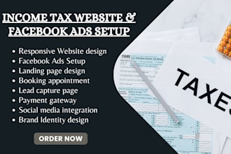 design income tax website finance tax preparation accounting facebook ads