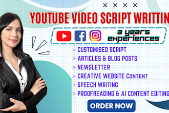 do professional video script writing and blog writing for you