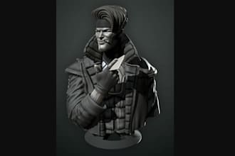 turn 2d into 3d,sculpt 3d zbrush bust,stl file,fix3d sculpt,minature 3d sculpter