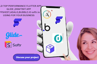 create mobile app with appsheet, flutterflow, glide, shoutem app draftbit softr