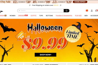 design halloween shopify christmas store fire work website cyber monday store