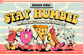 design hand drawn vintage lettering with mascot