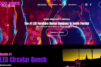 design party rental website, photo booth website, event rental website