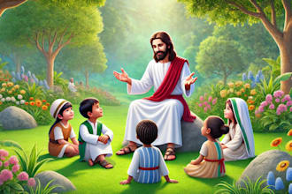 do christian story book, bible themed kid story children book line art drawing
