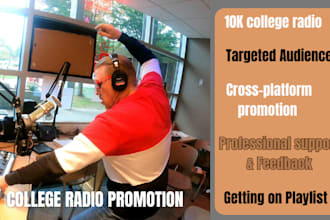 play your song on 10k USA, UK, canada, worldwide college radio