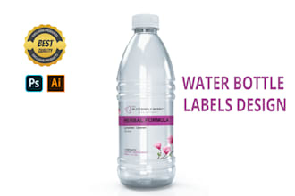 design water bottle label, bottle label design, label design