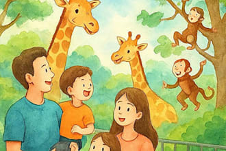 draw children book illustrations and kids story book illustrations