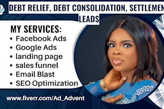 generate debt relief leads debt settlement leads debt consolidation landing page