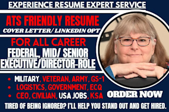 write ats optimized federal resumes for military, veteran, USA jobs, ecq roles