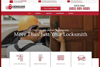 design locksmith website handyman website with booking, locksmith landing page