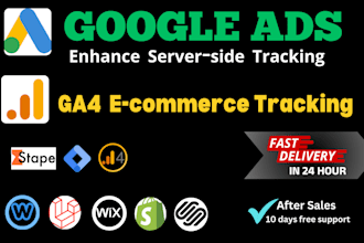 setup ga4, ecommerce tracking, google ads server side track via gtm