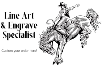 custom engraved line art hand drawn digital illustration