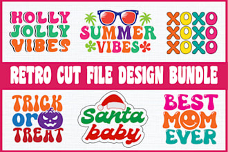 do retro typography svg t shirt design for etsy and others