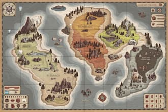 make fantasy map illustration for , novels and gamesdnd