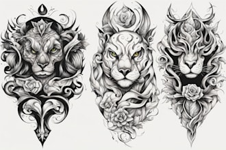 professional tattoo design black and white or color