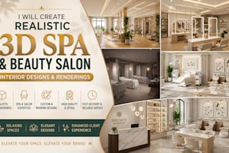 create realistic 3d spa and beauty salon interior designs and renderings