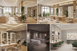 create realistic 3d spa and beauty salon interior designs and renderings