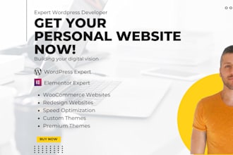 develop a stunning personal website on wordpress