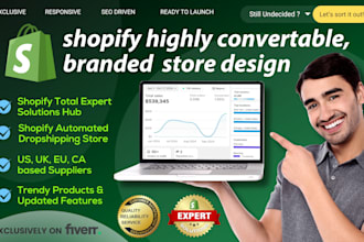 build automated shopify website, design branded dropshipping store