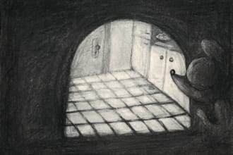 draw dark traditional illustrations in charcoal