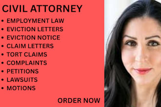 be your civil lawyer for unlawful eviction, employment law, tort claims, lease