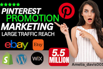 promote shopify store etsy ebay wix amazon marketing VA on pinterest in USA, UK