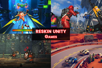reskin mobile pc console android ios unity  2d 3d game development bugs fixing