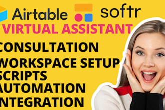 setup airtable database, create softr website automation, script, integration