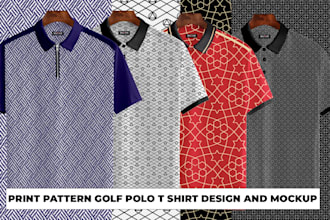 create print pattern golf polo t shirt design and mockup for you